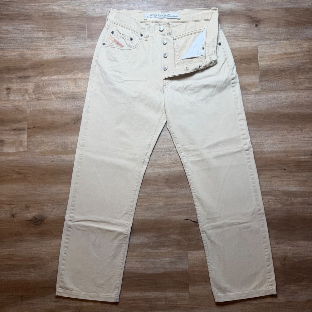 Diesel Cheyenne Jeans Mens 30x29 Beige Straight Leg Button Fly Made in Italy Y2K